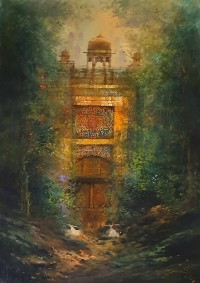 A. Q. Arif, 22 x 36 Inch, Oil on Canvas, Cityscape Painting, AC-AQ-485